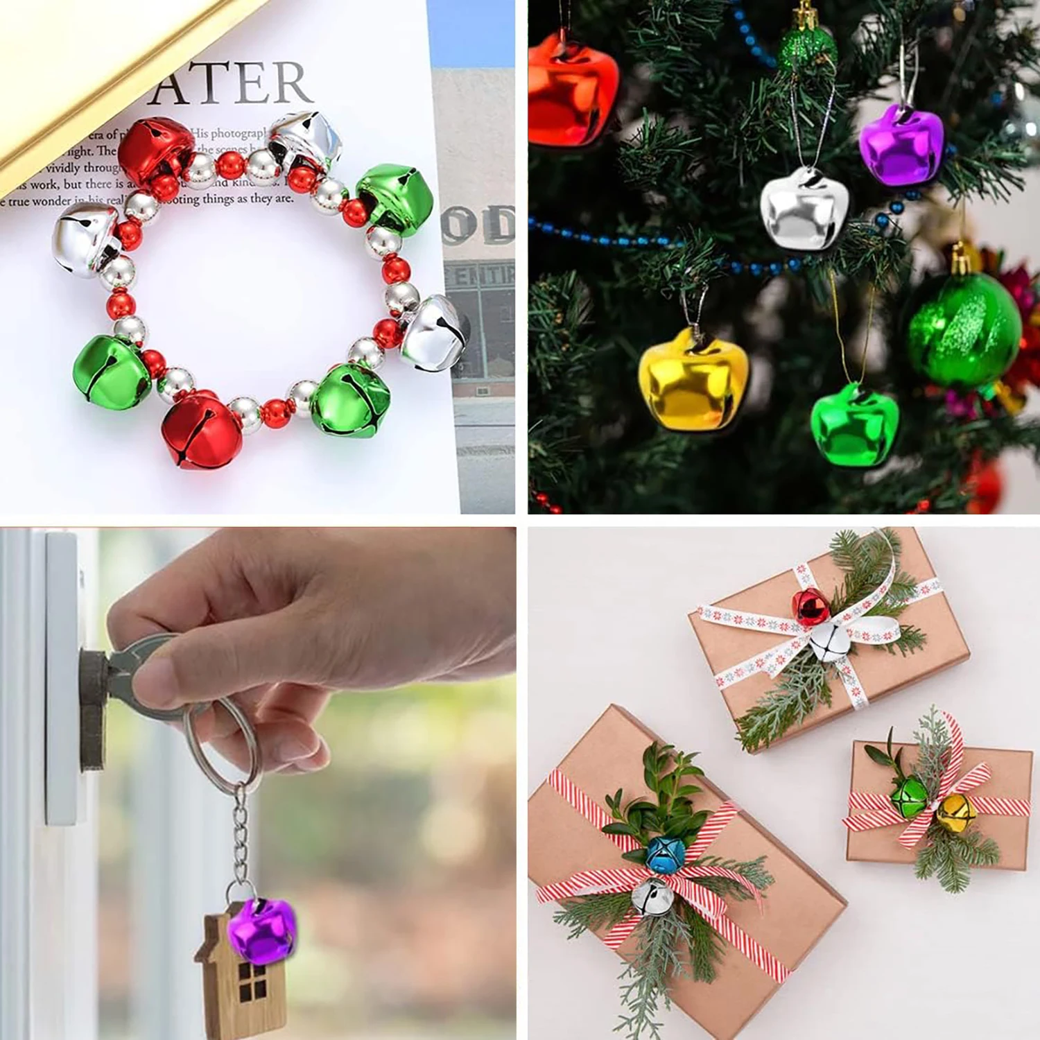 100 قطعة أجراس جلجل للحرف اليدوية متعدد الألوان أجراس عيد الميلاد حلية 0.5 بوصة أجراس حرفية لإكليل صنع المجوهرات ديكور المنزل #3