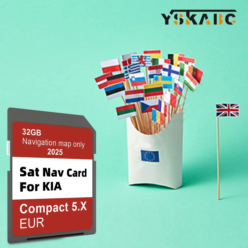 

for KIA Carens/Ceed/Niro/Optima/Picanto/Rio/Soul/Sportage/Stonic Vehicle Sat Nav GPS 2025 Update Europe Turkey Maps SD Card