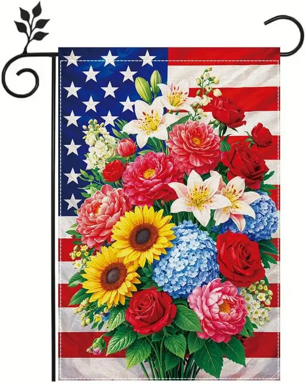 U.S. Independence Day Garden Flag — 12x18-Inch Outdoor Patriotic Decor (Featuring an American Flag Background) — Front Yard, uui