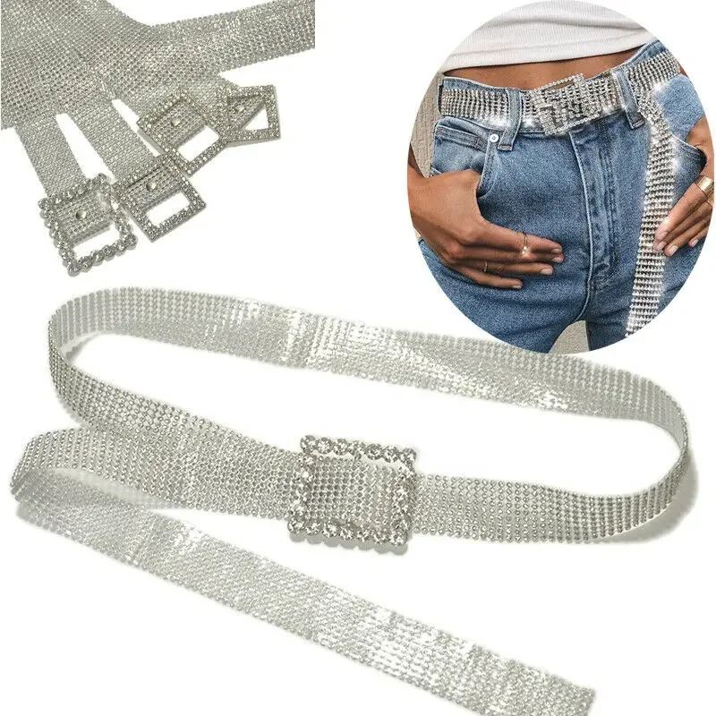 Sexy Cool Women's Fashion Shiny Belt Waist Chain Crystal Diamond Alloy Waistband Full Rhinestone Luxury Wide Party Belt