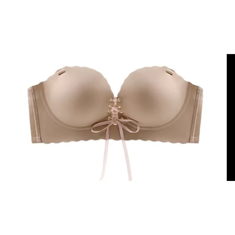 Reggiseno Extra Spesso 8cm Senza Chiusura Piccolo Seno Push Up Antiscivolo Cordino Nero Fisso Comfort Senza Cuciture 32-38 S-XL