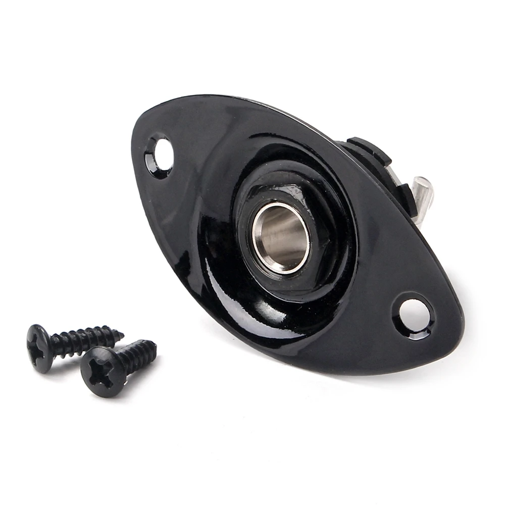 

Black Socket Electric Guitar Jack Input Output Plate 1/4 Inch 6.35mm Plug Mounting Screw Durable Replacement Bass Accessories