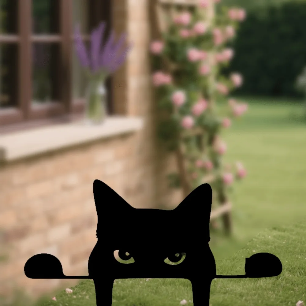 Metal Cat Garden Stake-Outdoor Lawn Decor For Cat Lovers,Halloween Yard Art,Holiday Patio Ground Ornament For Garden Enthusiasts