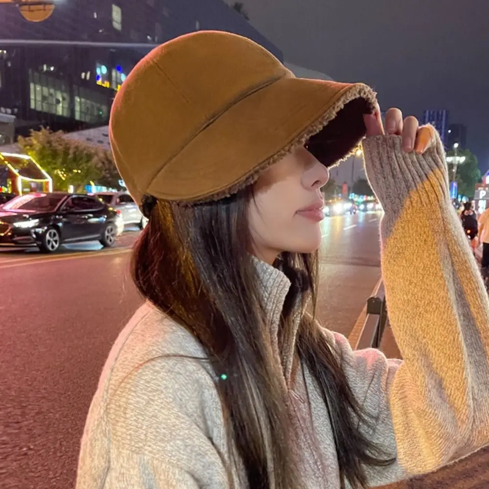 أزياء يندبروف الصوف قبعة بيسبول لينة واسعة حافة الشتاء بلغت ذروتها قبعة سميكة سدادات حماية الأذن قبعة دافئة التزلج #1