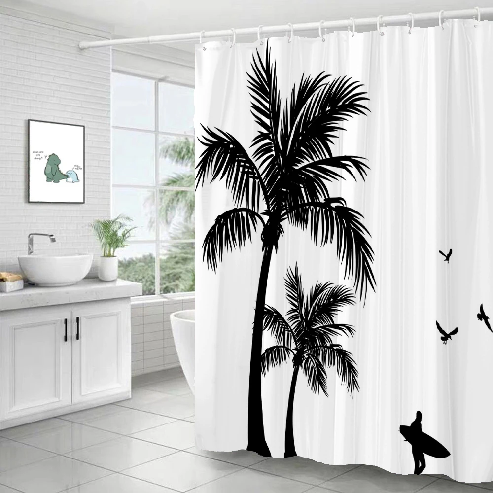 Nordic Simple Art Words Shower Curtain Minimalist White Print Bath Bathtub Curtain Waterproof Polyester Bathroom Curtain Decor