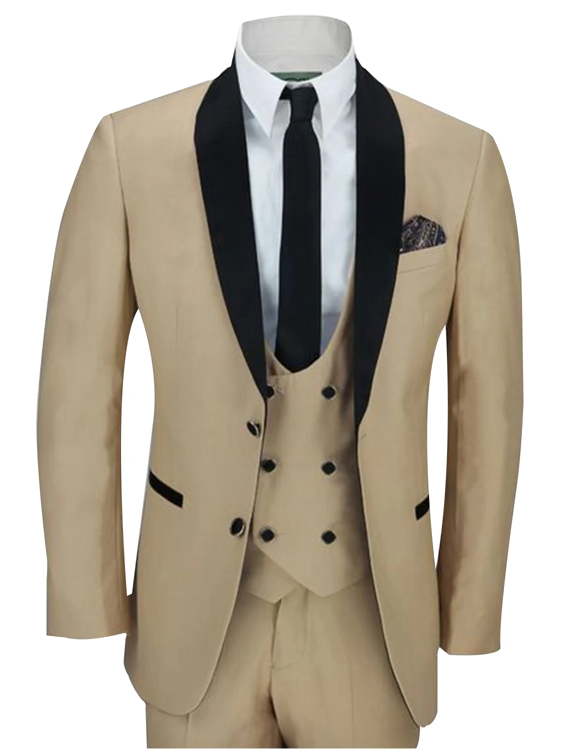 Trajes de boda de 3 piezas para hombres, Blazer, chaleco, pantalones, esmoquin de novio, ropa Formal caqui de diseñador, vestido de negocios de graduación ajustado