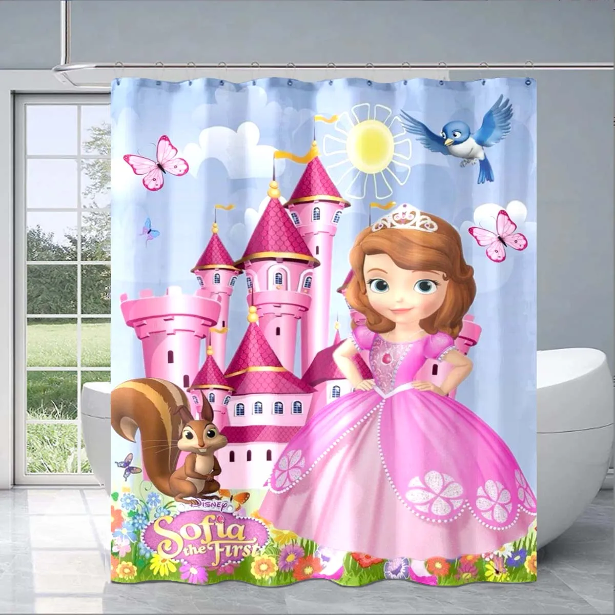 3D Printing Disney Princess Sofia The First Cartoon Shower Curtain Cute Pattern Bathroom Decoration Shower Curtain Gift