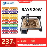 LONGER RAY5 20W Laser Engraver Touch Screen 32-bit Chipset WIFI 0.08*0.1mm Laser Spot Engraving Cutting Machine Area 375*375mm