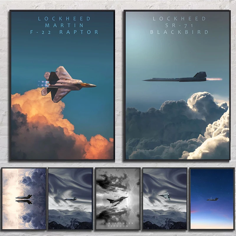 F22 Rapter F35 Lightning SR 71 Military Fans Canvas Paintings Print Posters for Living Room Art Home Wall  Picture
