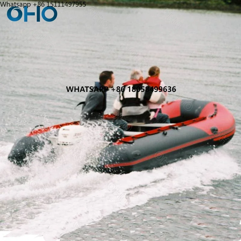 OHO 3m 4m Inflatable Aluminum Floor Bottom Rubber Boat Custom PVC Fishing Rescue Speed Rowing Boat with Motor for Sale