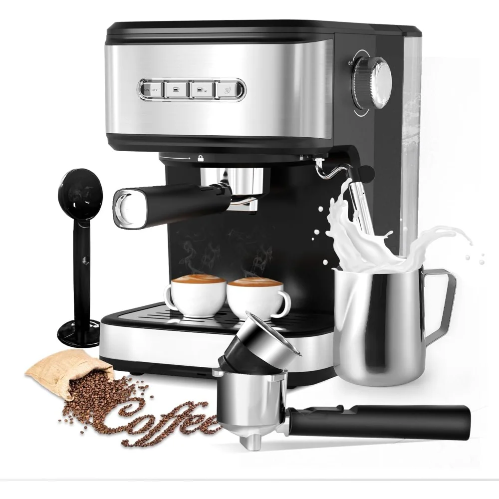 

HAOYUNMA Espresso Machine 20 Bar, 2 in 1 Espresso Maker with Milk Frother Steam Wand for Latte and Cappuccino, Powder and Capsul