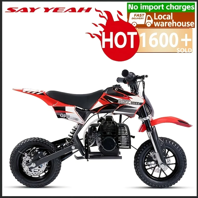 

Mini 50CC Gas Dirt Bike, DB1 Model 2 Stroke Ride On Bike with Off-Road Tire, Shocks, Pull Start, Oil Mixed Required, Support Up to 130lbs, Top Speed: 20 Mph