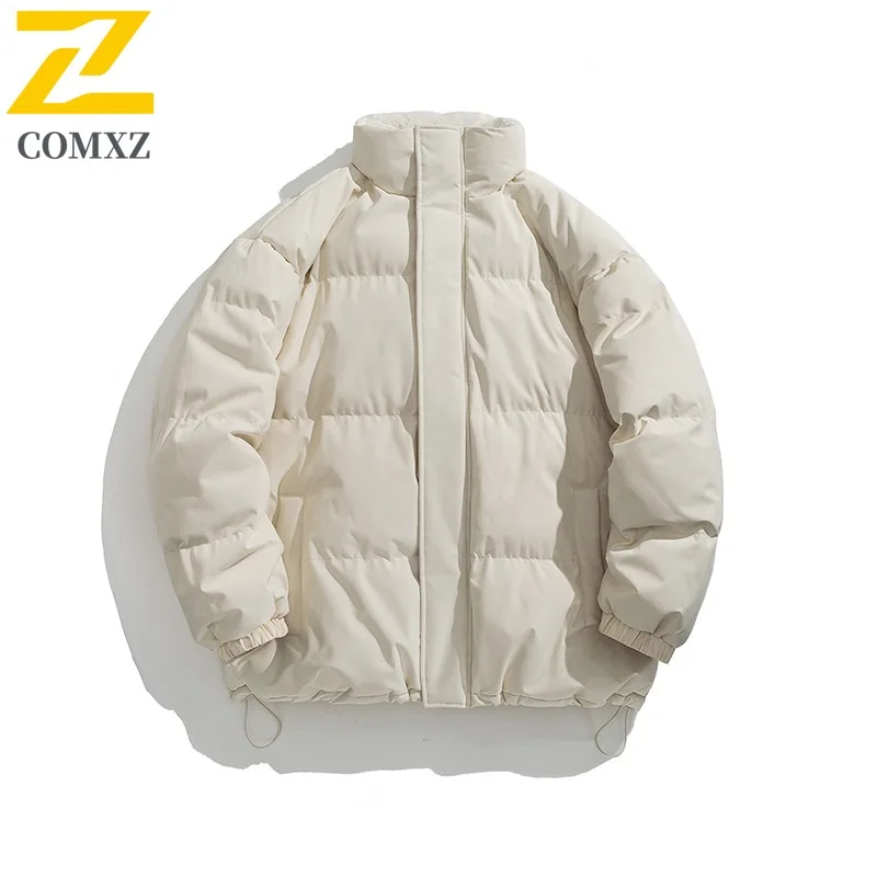 COMXZ سترات مبطنة ذات ياقة ثابتة عالية الجودة للتزلج على الجليد سترة دافئة سميكة ممتازة بلون سادة سترة شتوية مريحة للسفر