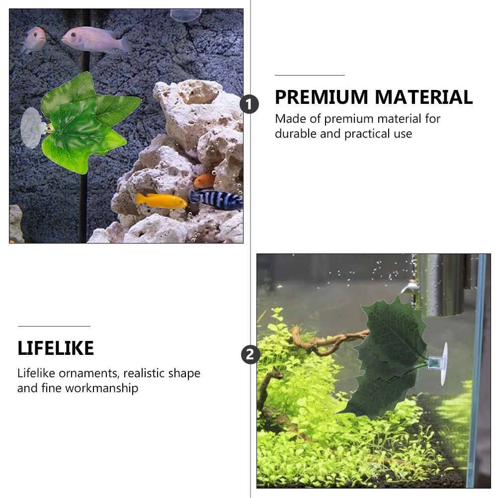 

10Pcs Simulation Aquarium Leaves Durable Plastic Fish Tank Decoration Lifelike Artificial Landscape Ornament Easy Clean Suction