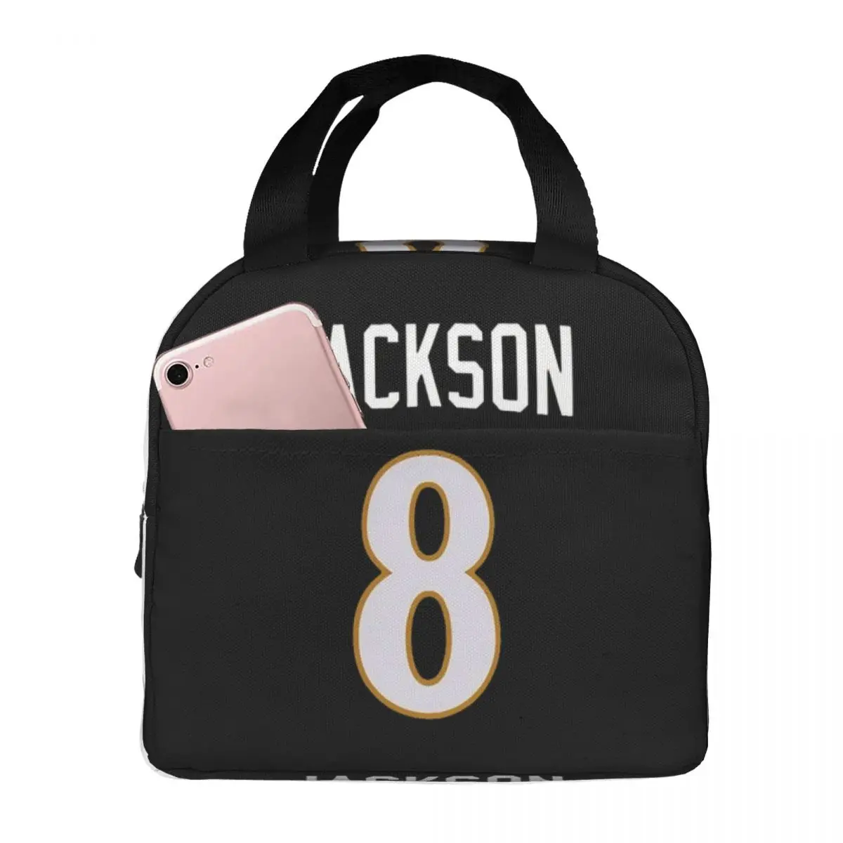 Lamar Jackson Lunch Bags Insulated Bento Box Lunch Tote Resuable Picnic Bags Thermal Bag for Woman Kids Travel