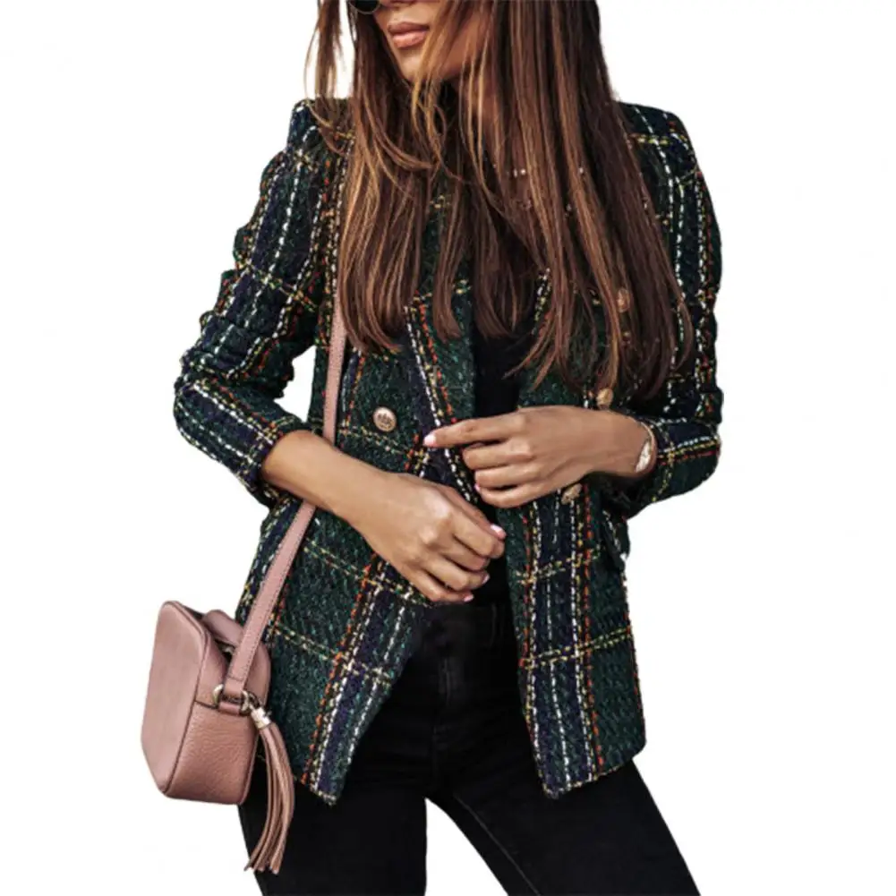 Double-breasted Lady Blazer Long Sleeve Woolen Modern Design Winter Lady Coat for Dating