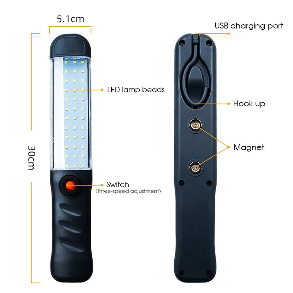 Dobíjecí LED práce lehký magnetický báze topologického prostoru vodotěsný 3 režimech LED baterka inspekci lehký pro auto spravit domácnost outdoorové