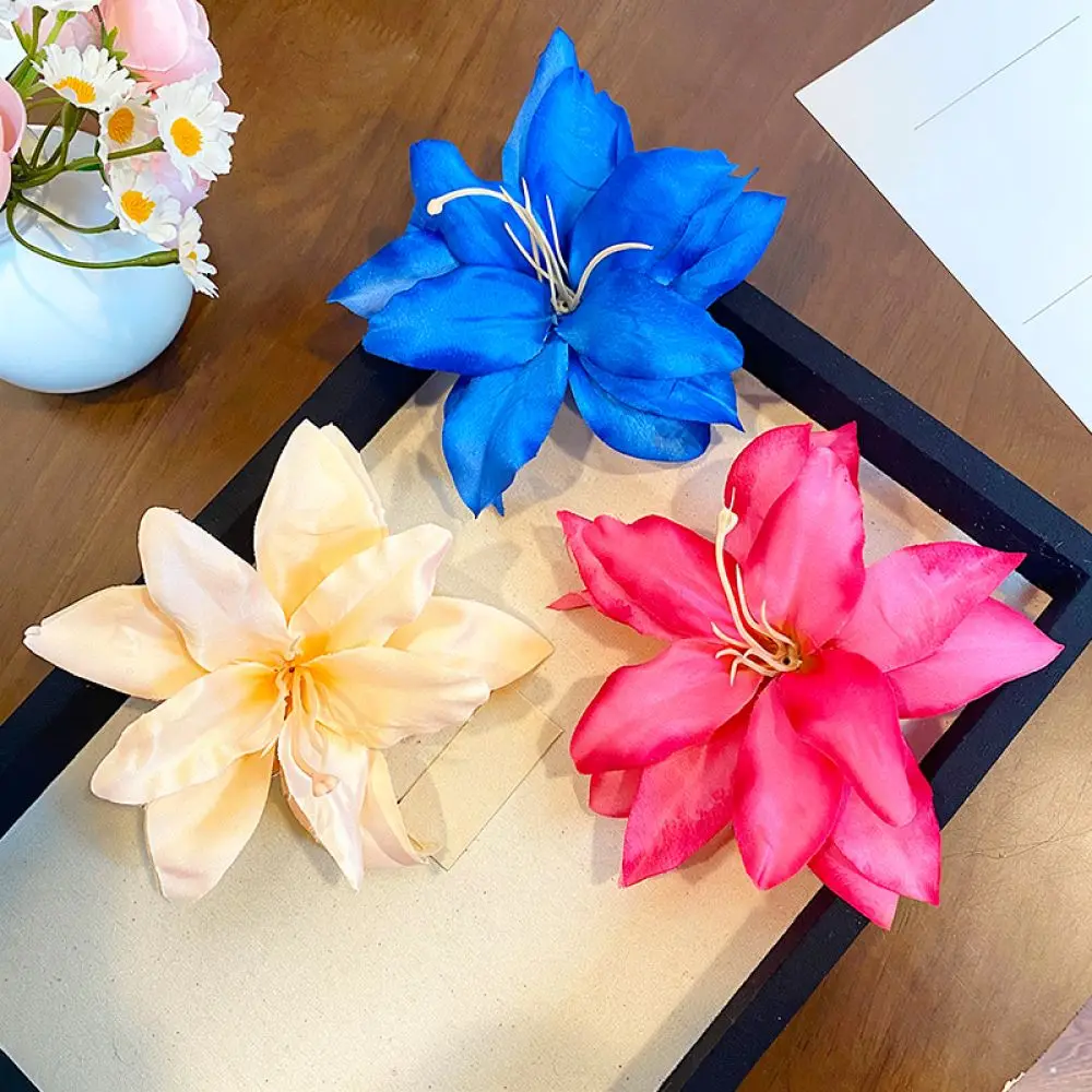 Tropical Hibiscus Flower Barrettes Realistic Floral Side Hair Clip Women Beach Vacation Styling Fashion Accessories