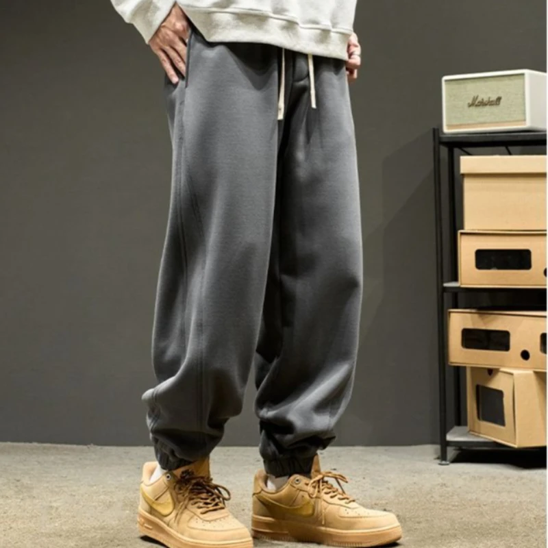 

Men's Sweatpants for Cold Days Loose Heavyweight Cuffed Design Japanese Inspired Casual Sports Pants Versatile Streetwear Look