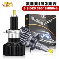 Dualvision H7 Led Bulb Canbus H1 H8 H11 Fog Lights 9006 Hb4 9005 Hb3 Led Lamps 360 30000LM 300W 3D Auto 6000K Super Mini Diodes