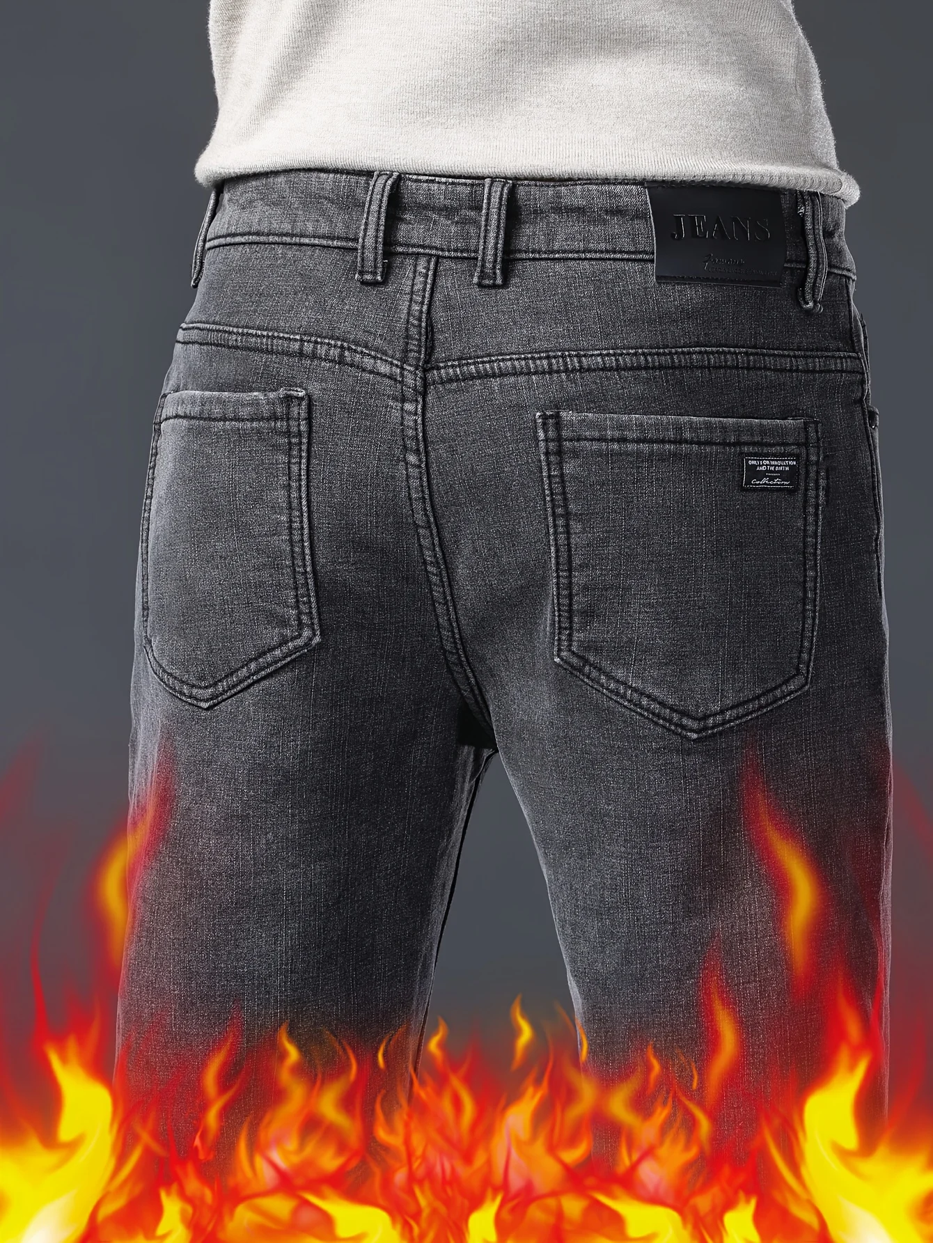 

Мужские утолщенные джинсы из тяжелого веса — прямые повседневные эластичные джинсовые брюки из тяжелой ткани 16 + унций