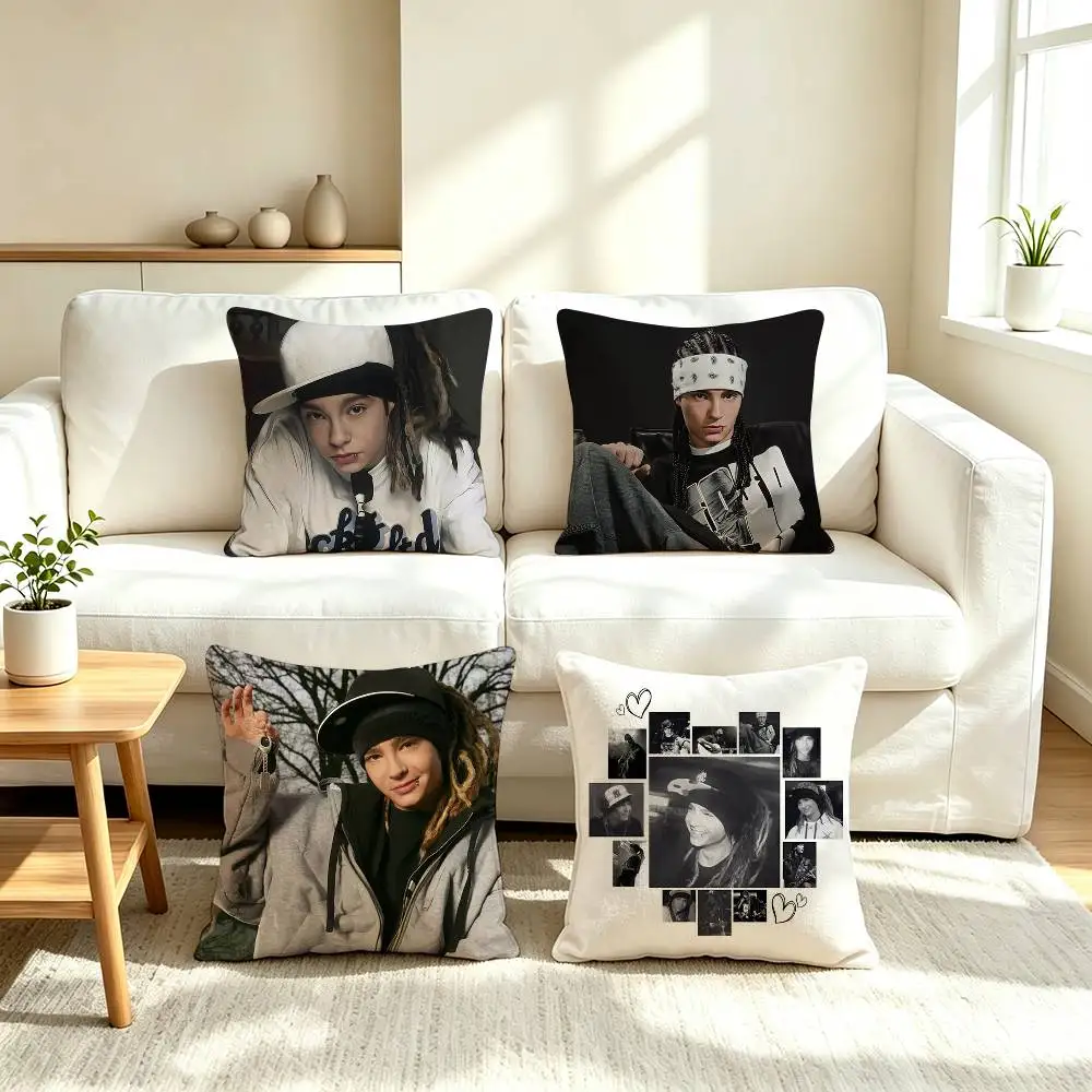 T-Tom Kaulitz Tokio Hotel  Square Double-Sided printed Pillow Case Bedroom Bedside Pillow Sofa Cushion Cover