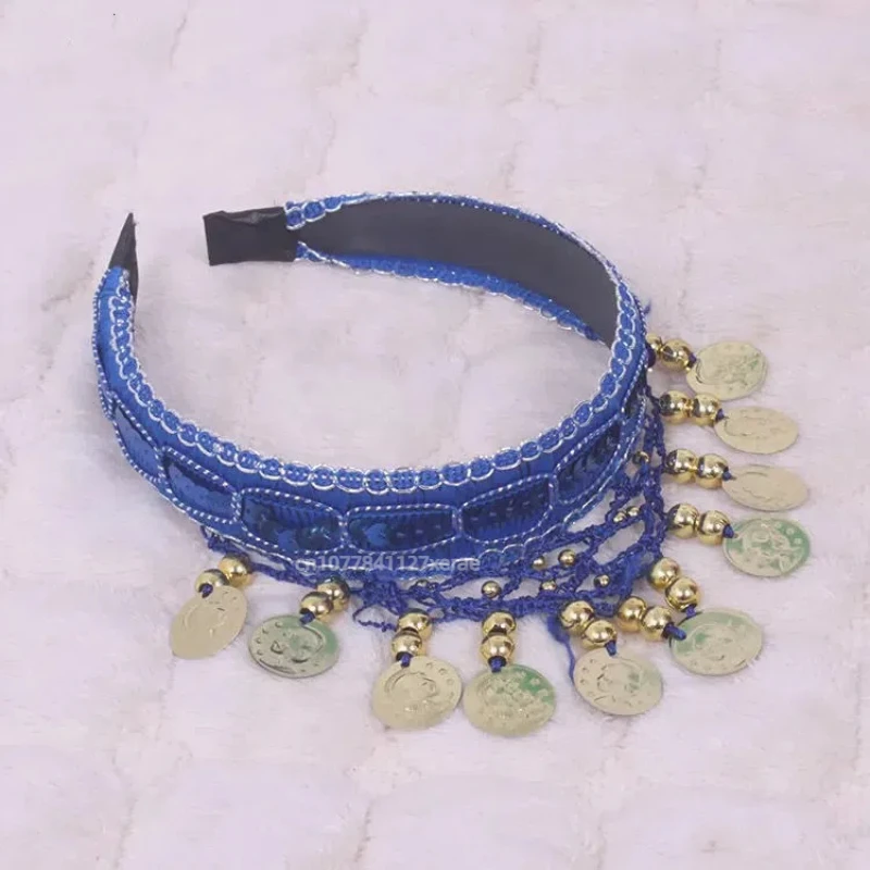 Головной убор с подвесными монетами для танца живота, аксессуары для индийских танцев, несколько цветов на выбор, модное украшение