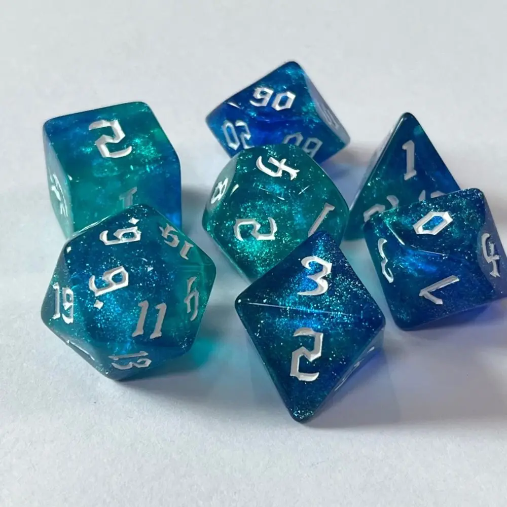7Pcs/set 7-Die Table Game DND Dice Double Colors D4 D6 D8 D10 D12 D20 Polyhedral Dice Acrylic Party Game Game Dice TRPG DND