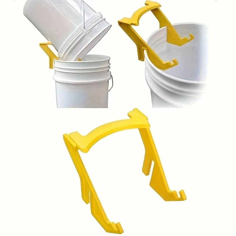 

Durable Yellow Honey Bucket Holder Resistant To Deformation Reusable Honey Jar Stand Plastic Honey Bucket Clamp Garden Bee Tools