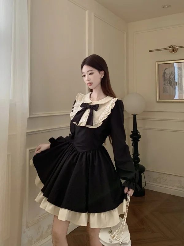 

plus Size Faux Two-Piece Dress Slimming Waist Design Spring 2026 High Waist A-Line Skirt Long Sleeve Short Bridesmaid Dress