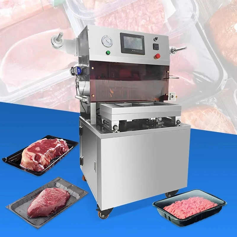 Gas Flushing Modified Atmosphere Seal Machine for Salad Food Skin Tray Package MAP Pack Custom