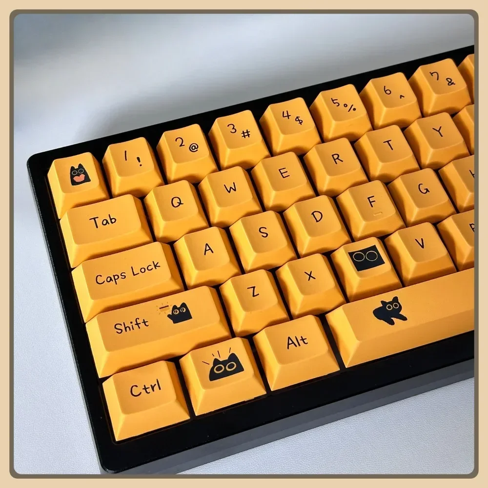 

Black Cat Theme Cherry Keycaps PBT 126 Keys Cute Little Black Cat 60/64/84/98/108 Gaming Mechanical Keyboard MX Switch