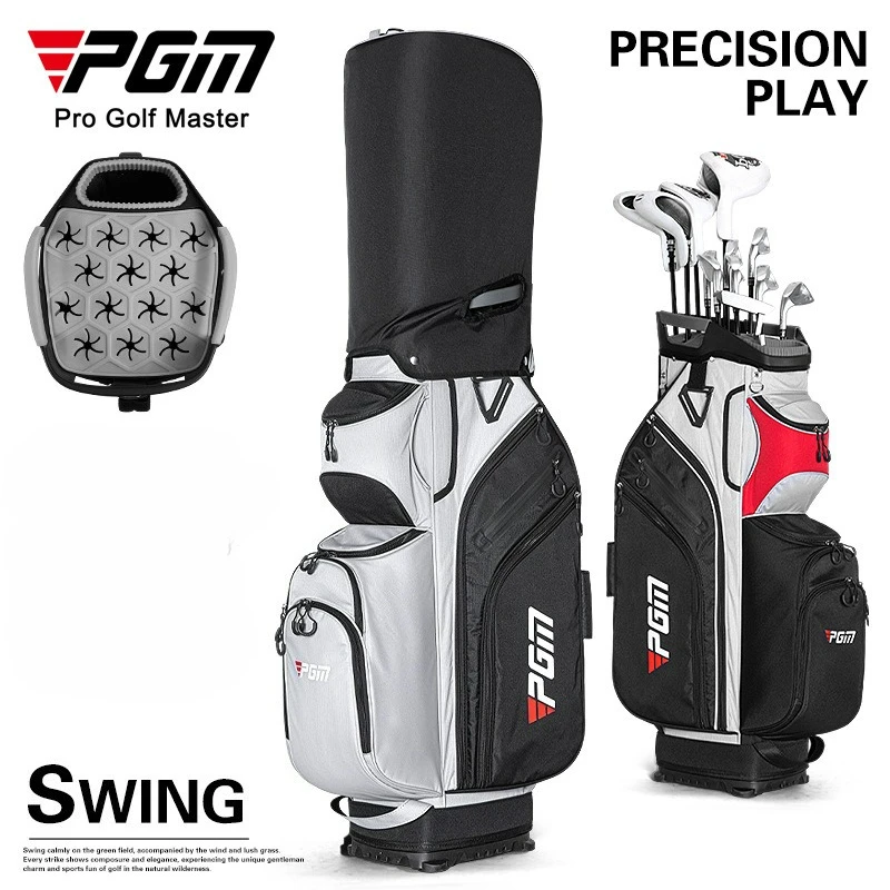 PGM Multi-functional Golf Bag with Fixed Club Rack, Lightweight Portable Travel Standard Golf Stand Bag for Men & Women QB195