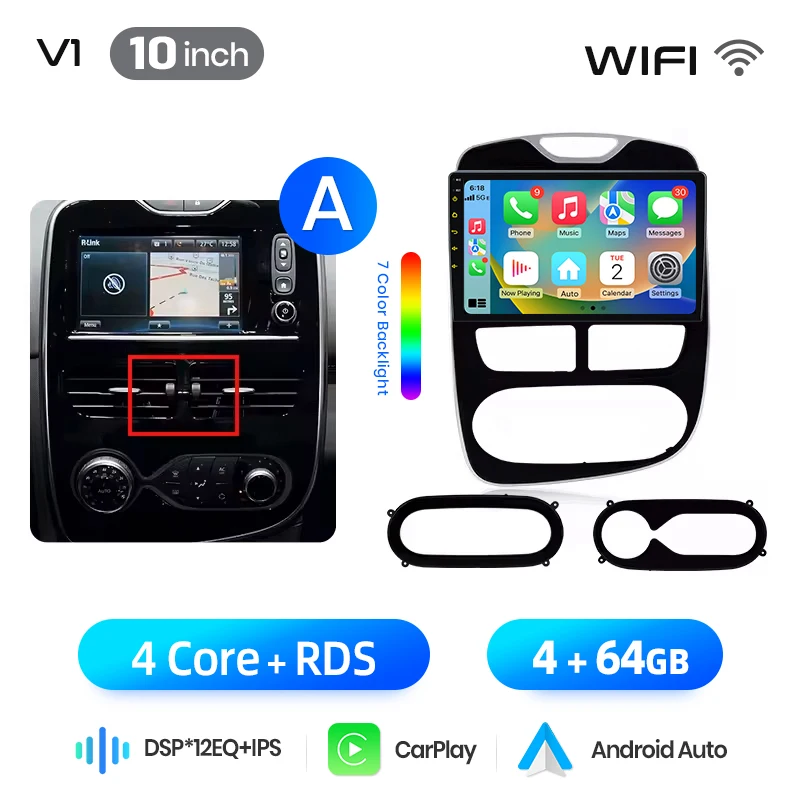 Junsun 10 inch Android 15 autoradio voor Renault Clio 4 ZOE 2012-2019 draadloos voor Apple CarPlay Auto IPS scherm stereo multimediaspeler automotive slimme intelligente systemen 2 Din autoradio head