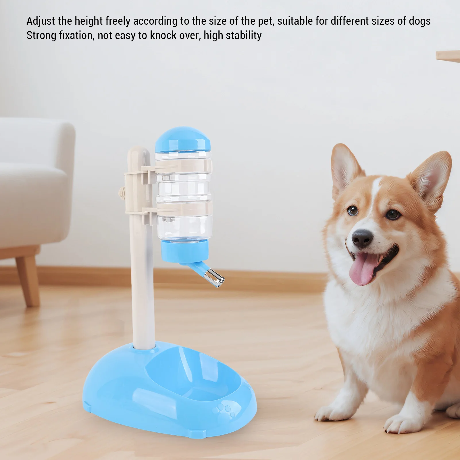 Bowl Bottle Standing Dispenser Easy To Clean 500ml Capacity Height Adjustable Dog Standing Water Dispenser Feeder for Puppy