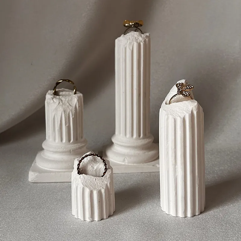Plaster Ring Display Stand Showcase Rings Displays Rack Women Creative Jewelry Organizer Holder Vertical Rings Collection Base