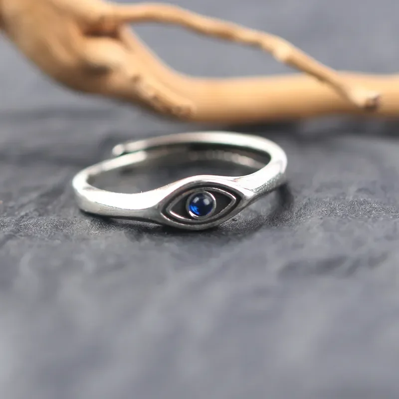 Bruce's Eye Ring Men Trendy Cold Style Retro Imitation Thai Silver Index Finger Ring Fashion Niche Open Adjustable Ring for