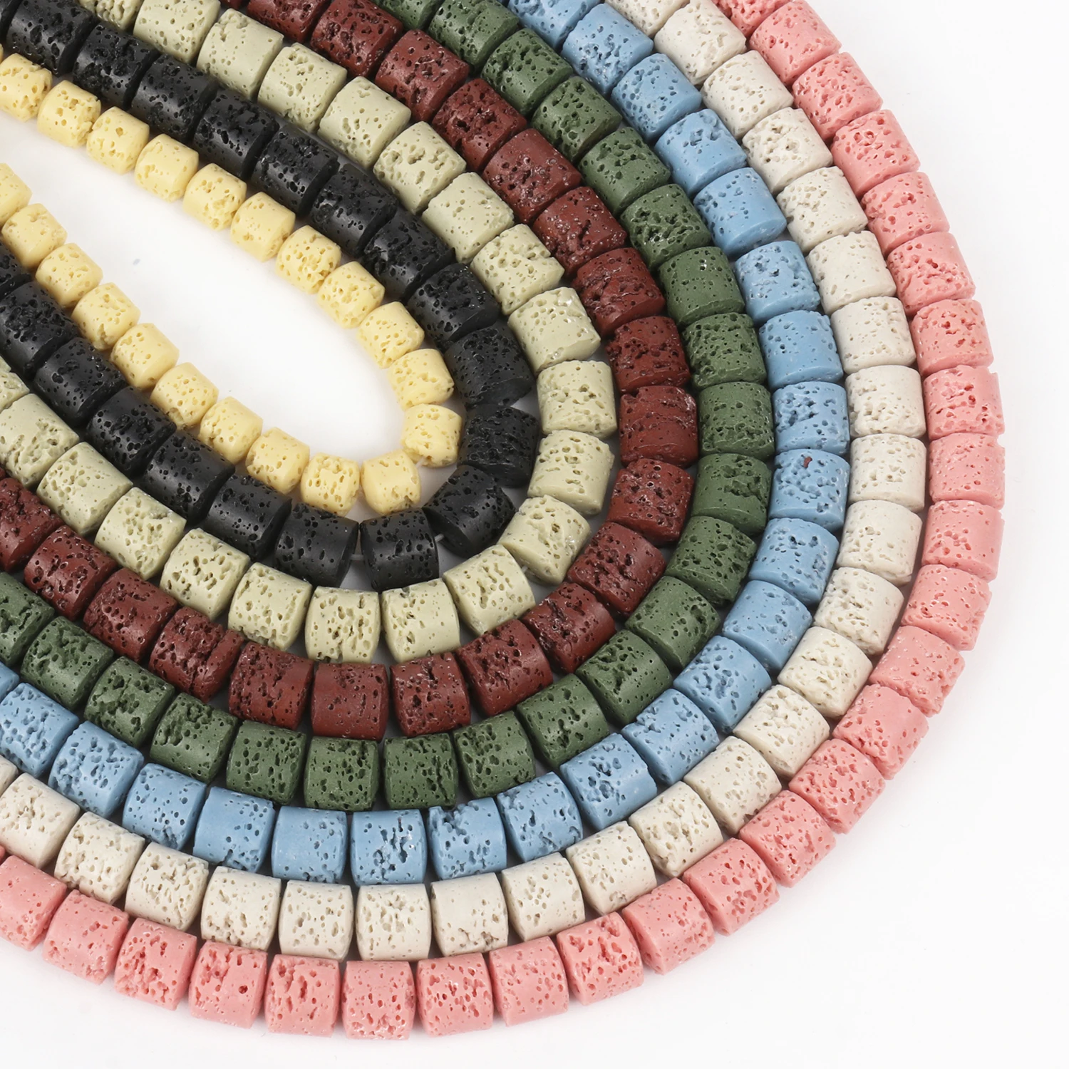 6/8mm kształt beczki kamień naturalny lawa wulkaniczna koralik wielokolorowy cylinder luźne koraliki do tworzenia biżuterii DIY akcesoria do bransoletek — zdjęcie 7