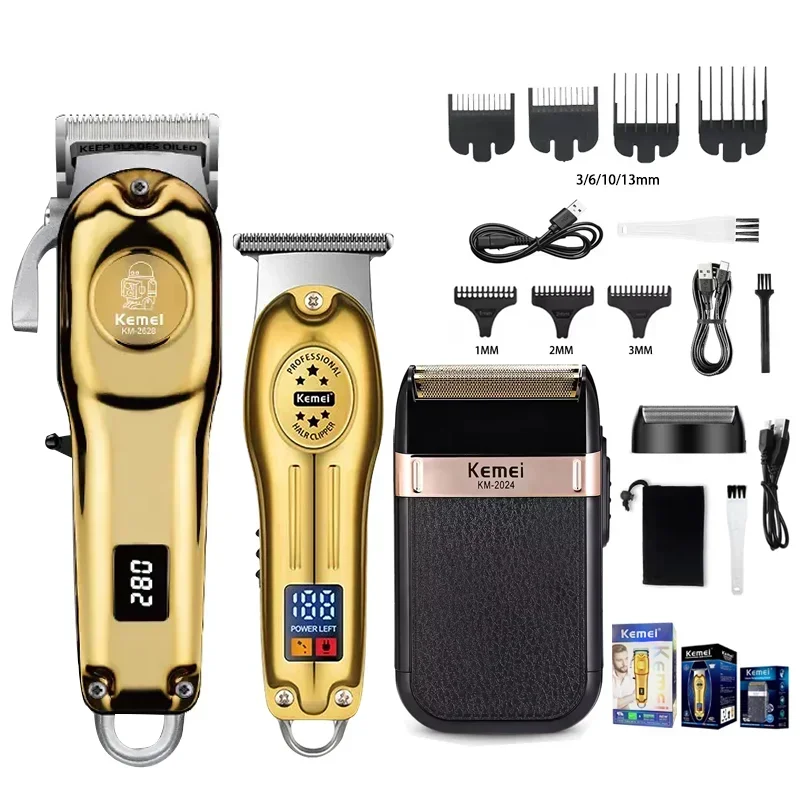 Kemei KM-678 KM-2024 KM-2628 Professionele Elektrische Tondeuse Baard Clipper Oplaadbare Heren Scheerapparaat Tondeuse Kit