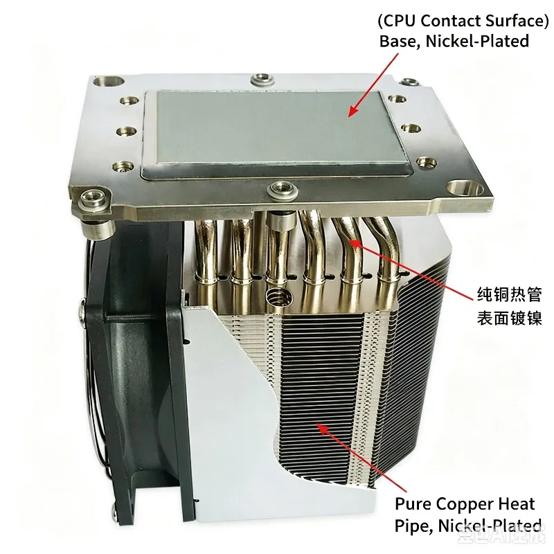 4U Server CPU Cooler 6 Heat‑Pipe LGA3647 Narrow Cooling Fan for PC Graphic Workstation Computer