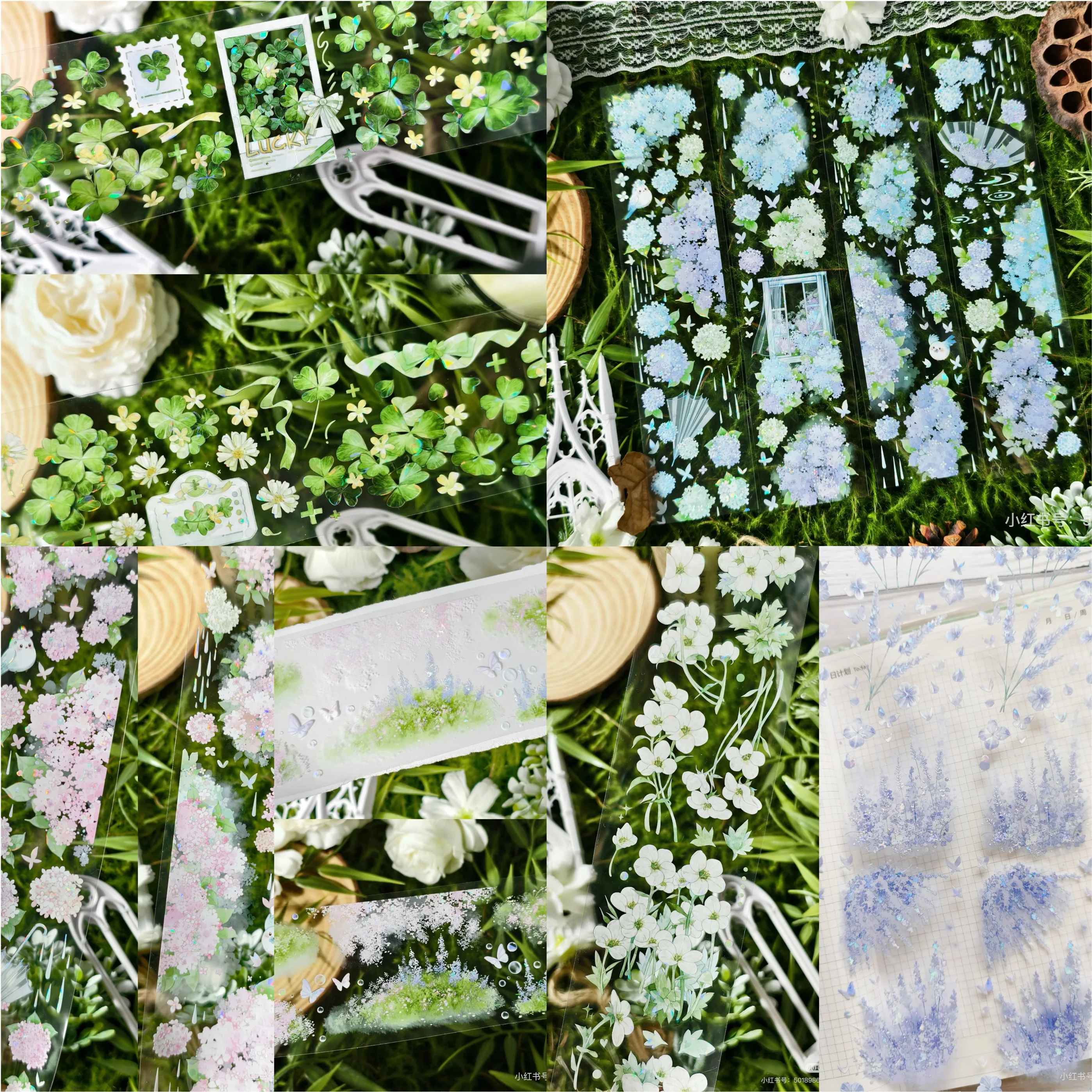 

10 designs 1 loop plants and floral pet Washi Tape Grass Green Shade, Candy Early Summer Lavender, Mint Early Summer Sorrel,