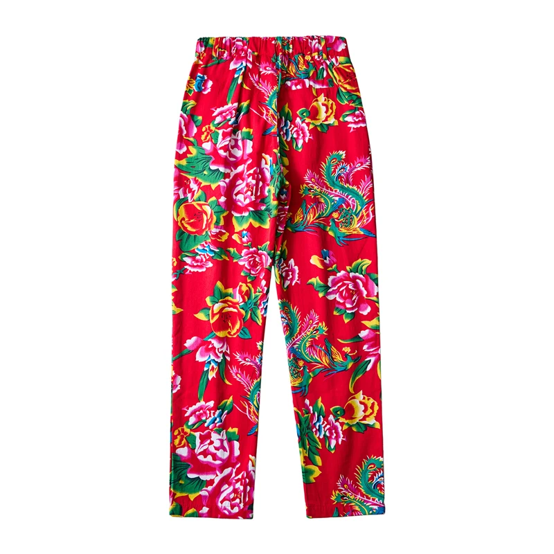 2024Cotton Printed Red and White Casual Pants, Men's Characteristic Glamour Suit Trousers Asian Size M-5XL