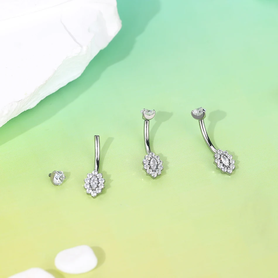 1Pc Titanium Internal Thread Zircon Belly Button Piercing Sexy Belly Dance Piercing Belly Button Ring Body Jewelry Navel Ring image 4