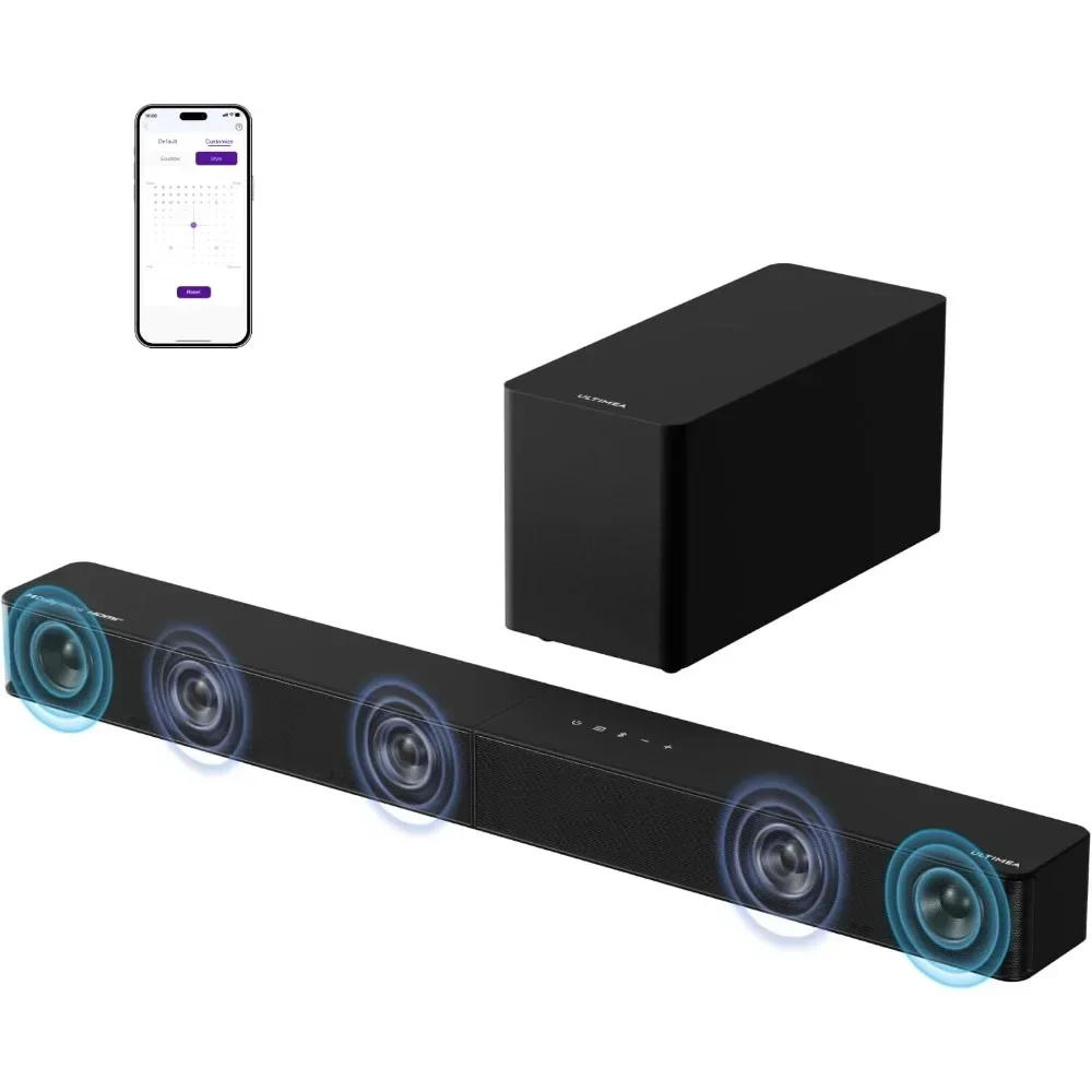 

5.1-канальная звуковая панель объемного звучания с сабвуфером, Dolby Atmos, VoiceMX и BassMX Tech, звуковая панель мощностью 300 Вт для Smart TV, объемного домашнего кинотеатра