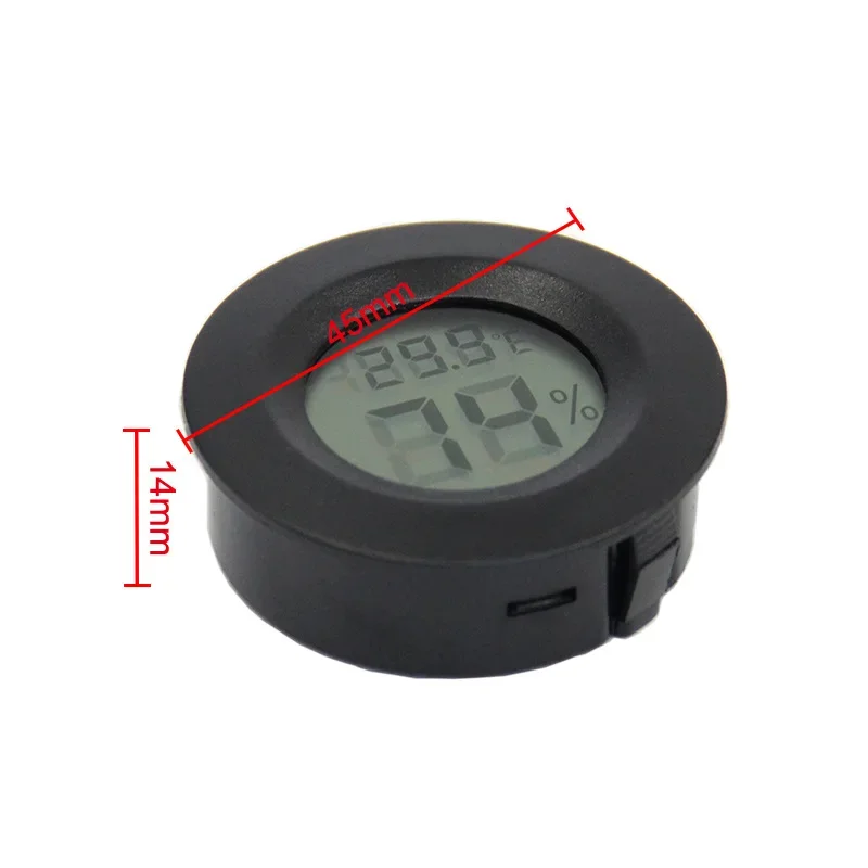 Round LCD Digital Thermometer Hygrometer 1Pcs Black/White Electronic Temperature Humidity Meter For Pet Reptile  Acrylic Case