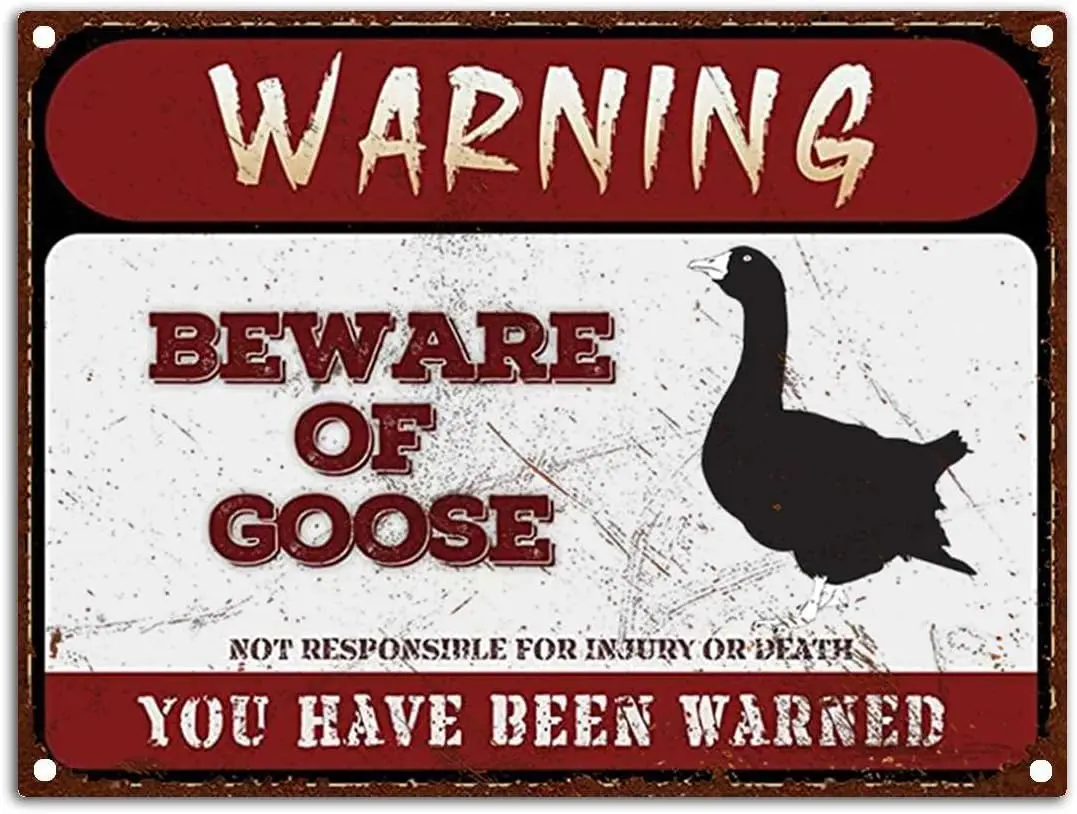 

Warning Signs Retro Beware of Goose Metel Tin Signs Funny Beware Animal Decorative Signs Vintage Wall