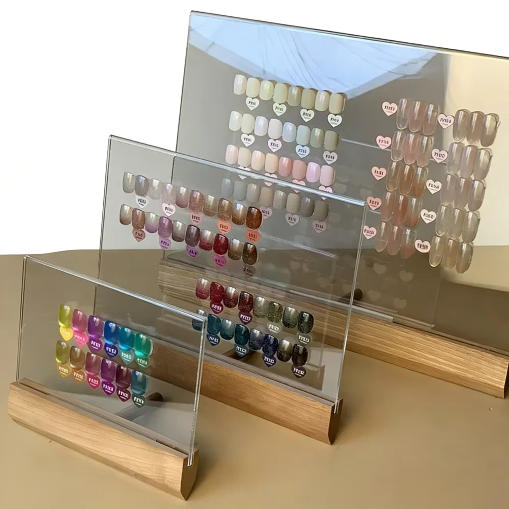 Nail Display Stand Acrylic Magnetic Fake Manicure Tips Displays Holder Professional Art Decoration Showing Shelf Board