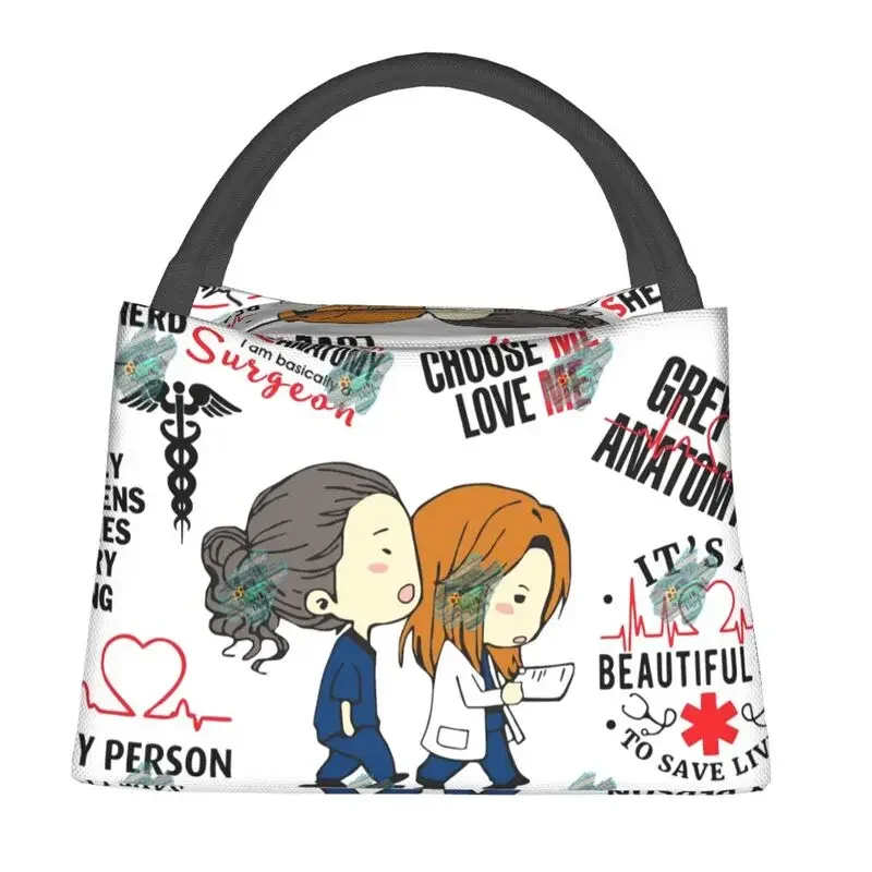 Custom Grey's Anatomy Lunch Bag Men Women Warm Cooler Insulated Lunch Boxes for Office Travel