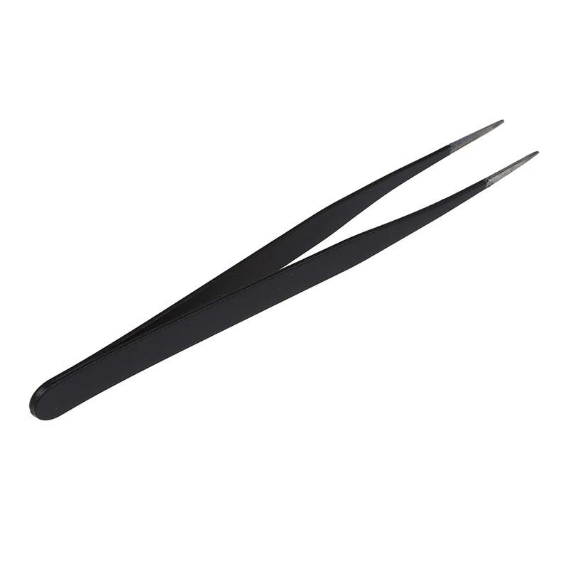 4X Black Metal Straight Sharp Tip Tweezer