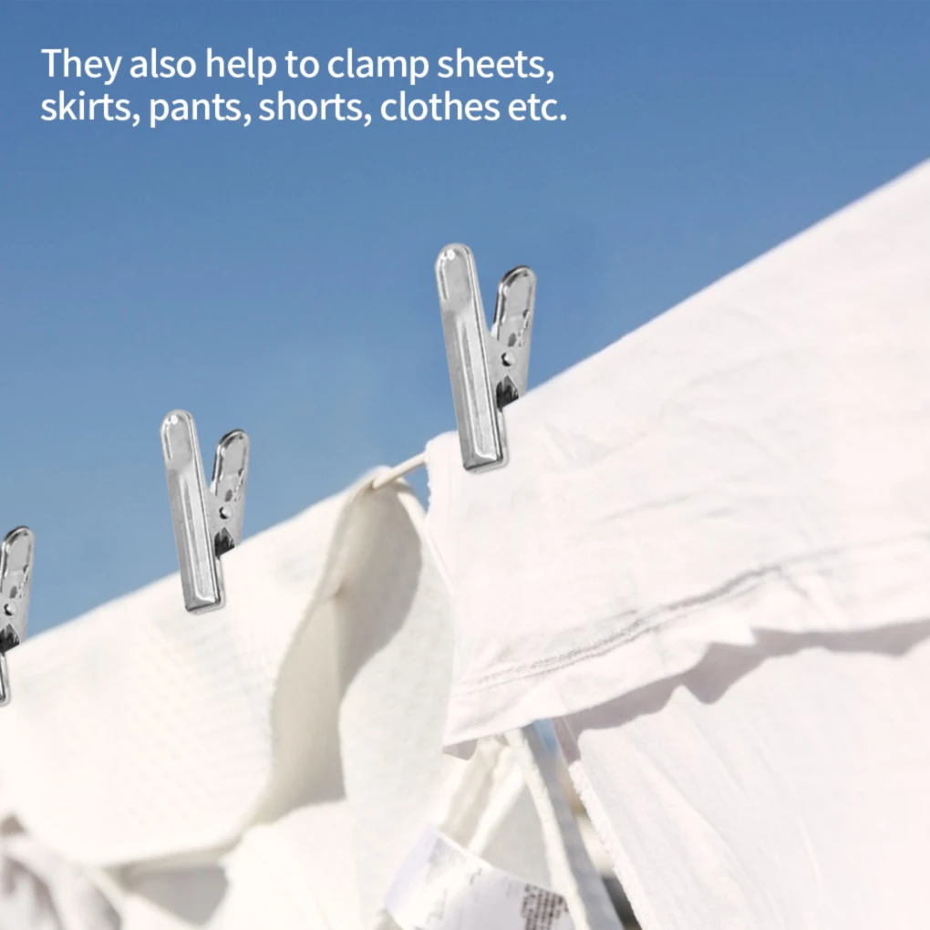 14ชิ้นสแตนเลสเสื้อผ้าคลิปแบบแขวนแบบพกพาล้างทำความสะอาดได้ขนาดเล็ก Peg House Backyard ชุดแห้งแขวน